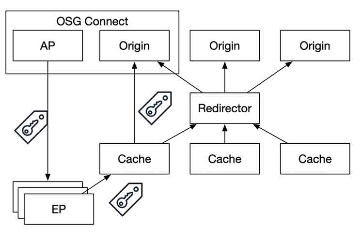 Graphic detailing the interaction happening in the Open Science Data Federation